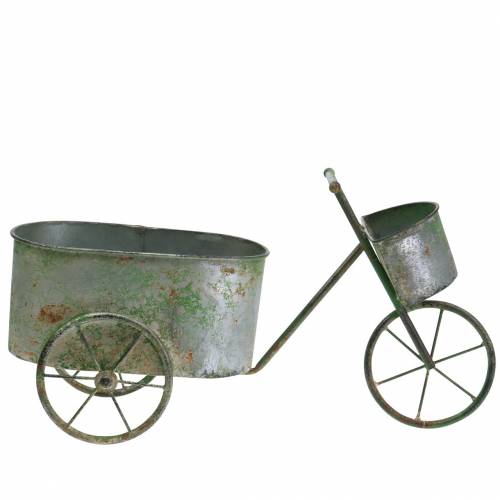 Floristik24 Bloempot fiets zinkgrijs, groen 40×14×21cm