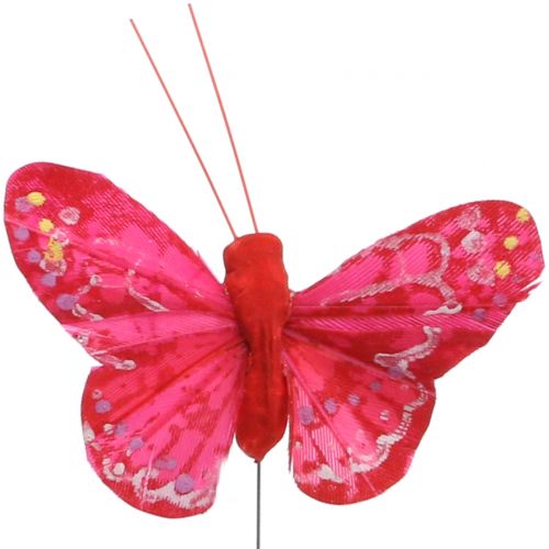 Artikel Veer vlinder oranje-rood 5cm 24st