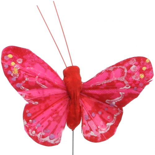 Floristik24 Veer vlinder oranje-rood 5cm 24st