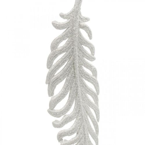 Artikel Veren om op te hangen, kerstboomversiering, decoratieve veren met glitter, bruiloft wit L19cm 12st
