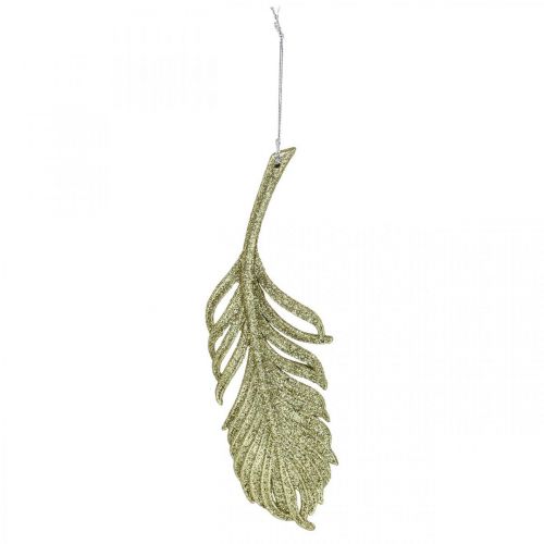 Artikel Decoratieve veren, boomversieringen met glitter, adventsversieringen, veren om op te hangen gouden L22cm 12st