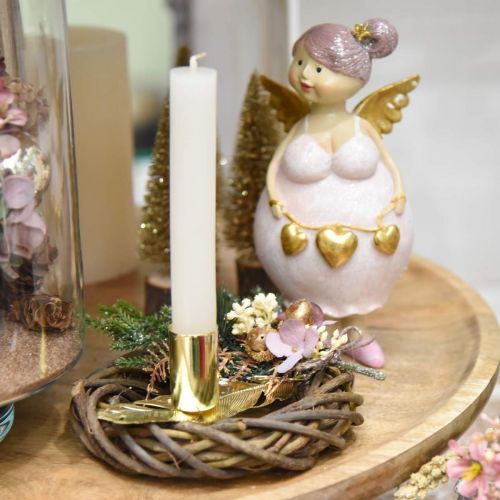 Floristik24 Kandelaar op veer, metalen decoratie, kandelaar, adventsdecoratie goud Ø2.2cm L13cm 4st