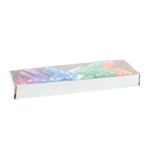 Floristik24 Veer-vlinder 8,5cm gekleurd assorti. 12st