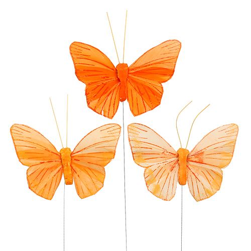 Floristik24 Veer vlinder 8cm oranje 24st