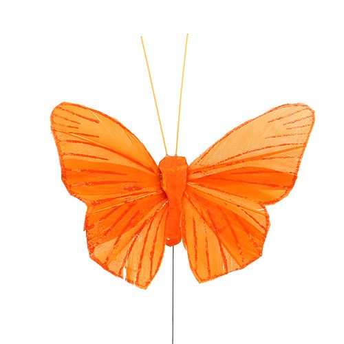 Floristik24 Veer vlinder 8cm oranje 24st
