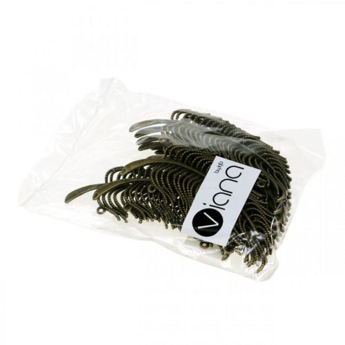 Artikel Decoratieve veren, sieradenhangers, metalen veren, strooidecoratie bronskleurig L8cm 10 st.