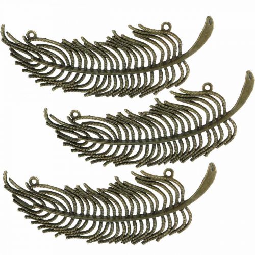 Artikel Decoratieve veren, sieradenhangers, metalen veren, strooidecoratie bronskleurig L8cm 10 st.