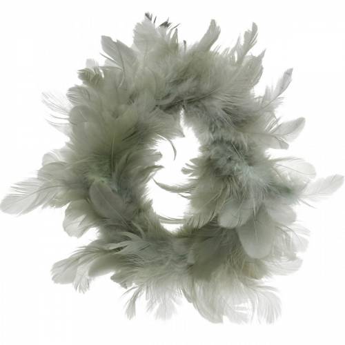 Decoratieve verenkrans grijs Ø18cm Paasdecoratie echte veren Decoratieve verenkrans grijs Ø18cm Paasdecoratie echte veren