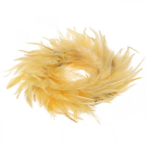 Floristik24 Verenkrans geel klein Ø11cm echte veren decoratie krans paasdecoratie