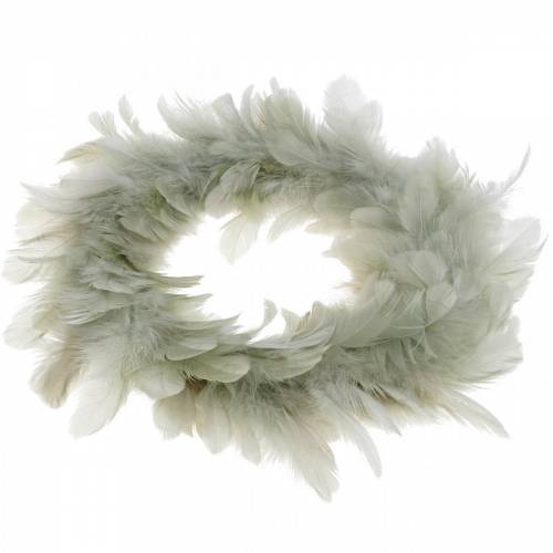 Floristik24 Paasdecoratie verenkrans grijs Ø16.5cm echte veren