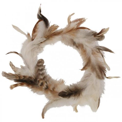 Artikel Verenkrans decoratieve veren natuurlijke paasdecoratie Ø15cm 4 st