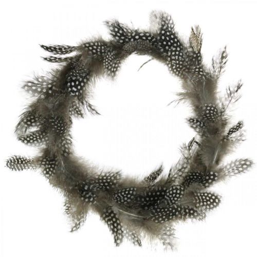 Floristik24 Decoratieve verenkrans parelhoenders echte verenkrans Ø20cm 3 stuks