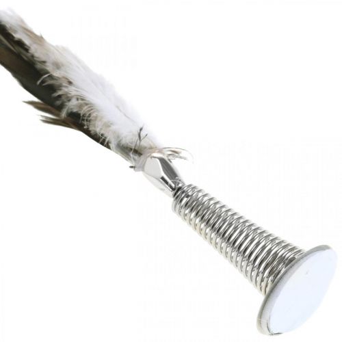 Artikel Pluim op metalen veer Lentedecoratie Echte veren 25cm 5st