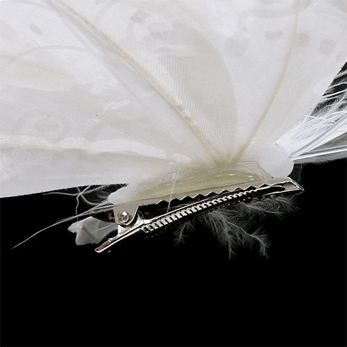 Floristik24 Veer vlinder 11,5cm met clip wit 3st