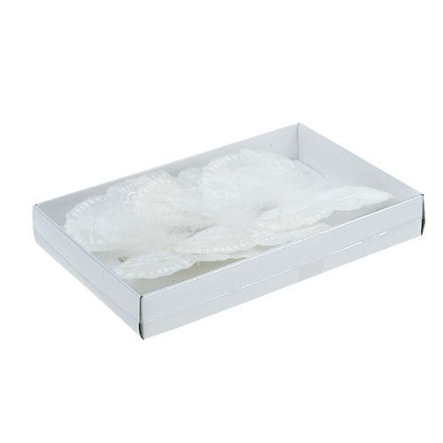 Floristik24 Veer vlinder 11,5cm met clip wit 3st