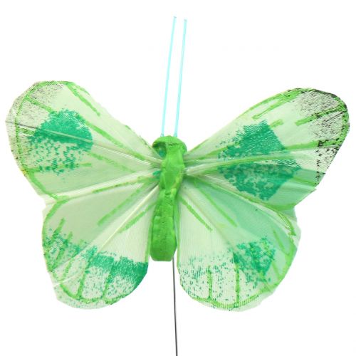 Floristik24 Veer vlinder op draad gekleurd 6cm 12st