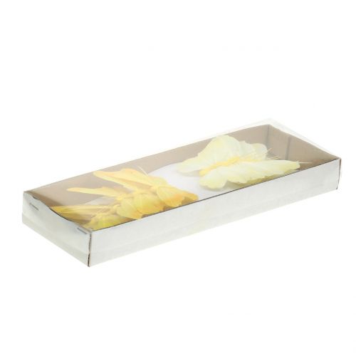 Floristik24 Veer vlinders geel 8.5cm 12st