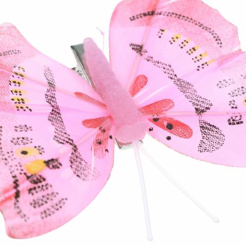 Floristik24 Vlinder aan clip roze 6cm 10 stuks