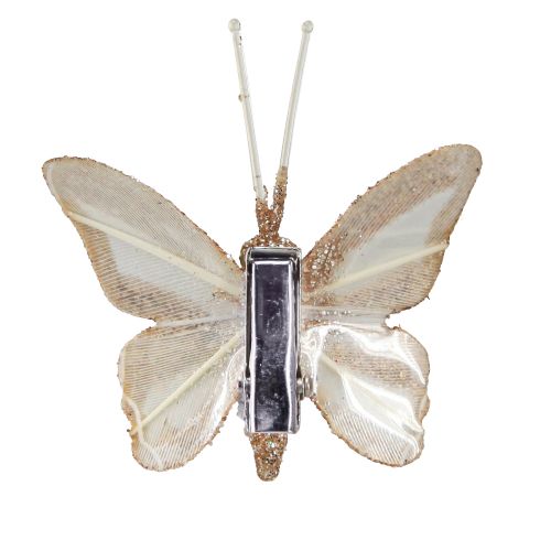 Artikel Veervlinders op clip witgoud 5cmx4,5cm 4 st