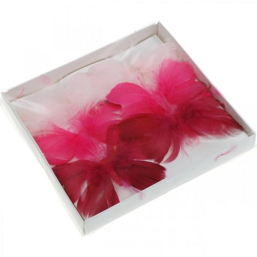 Floristik24 Veer vlinders roze/roze/rood, deco vlinders op draad 6st