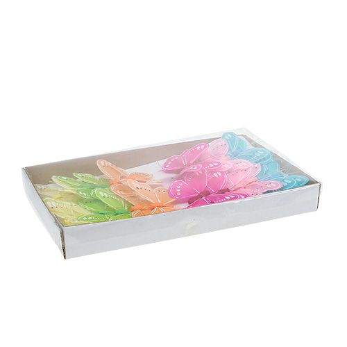 Floristik24 Veren vlinders diverse kleuren 8cm 24p