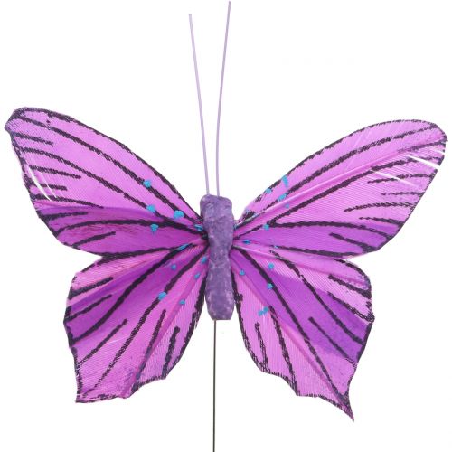Floristik24 Veer vlinders paars 8.5cm 12st
