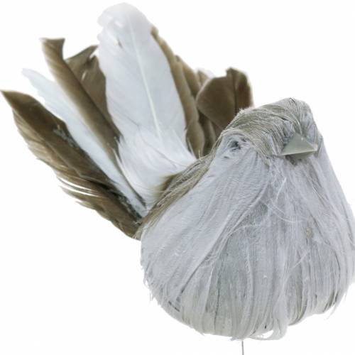 Veer vogel op draad grijs 12cm 4st | Floristik24.nl