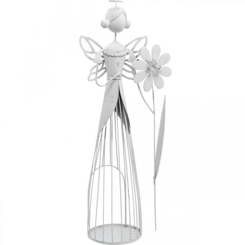 Floristik24 Bloesemfee met bloem, lentedecoratie, metalen lantaarn, bloemenfee gemaakt van metaal wit H40.5cm