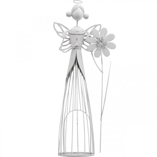 Floristik24 Bloesemfee met bloem, lentedecoratie, metalen lantaarn, bloemenfee gemaakt van metaal wit H40.5cm