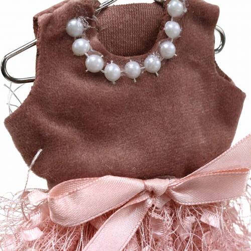 Artikel Kerstdecoratie elfenjurk op hanger roze, bruin/crème 16cm 4 stuks assorti