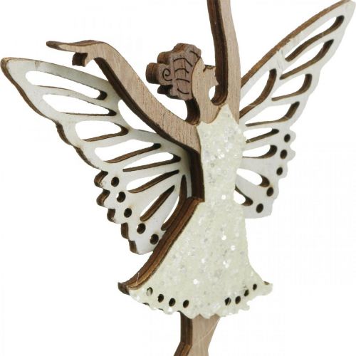 Floristik24 Flower plug fairy, spring, dancing elf, plant plug nature, zilver, wit 6st