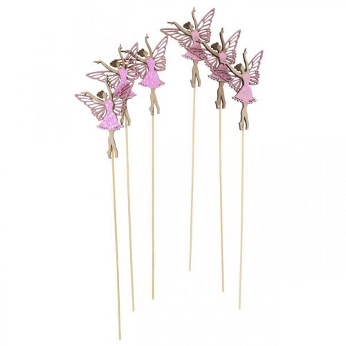 Floristik24 Bloemdecoratie, elf om op te plakken, lentedecoratie, decoratieve plug dansende fee natuur, roze 6st
