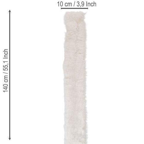 Witte pluizige decoratieve linten, rol van imitatiebont, 10x140cm, 3 stuks | Floristik24.nl