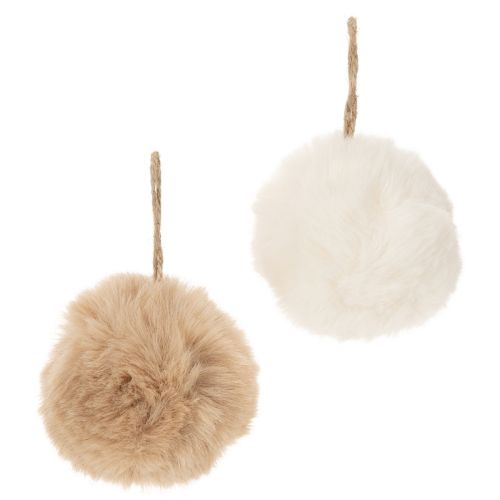 Decoratieve pompon om op te hangen, pluizige bal van imitatiebont, 7 cm, 6 stuks