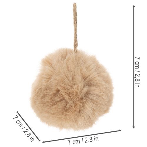 Decoratieve pompon om op te hangen, pluizige bal van imitatiebont, 7 cm, 6 stuks | Floristik24.nl