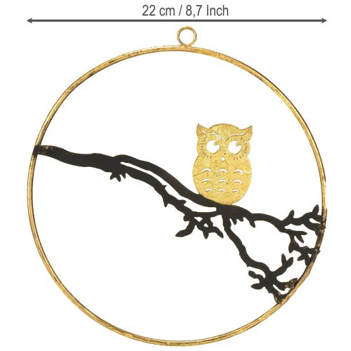 Artikel Raamdecoratie uil op tak herfst, sierring metaal 22cm