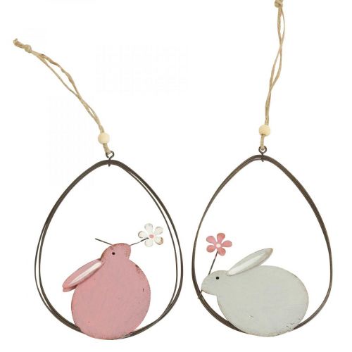 Floristik24 Raamdecoratie Paashaas metaal hangdecoratie Pasen 15cm 4st