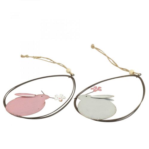 Floristik24 Raamdecoratie Paashaas metaal hangdecoratie Pasen 15cm 4st