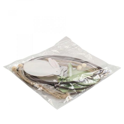 Floristik24 Raamdecoratie, Paashaas metaal, hangdecoratie Pasen 15cm 4st groen wit