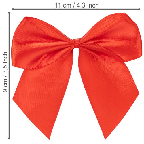 Decoratieve rode strik, voorgeknoopt voor knutselen en verpakken, 11 cm, 25 stuks | Floristik24.nl
