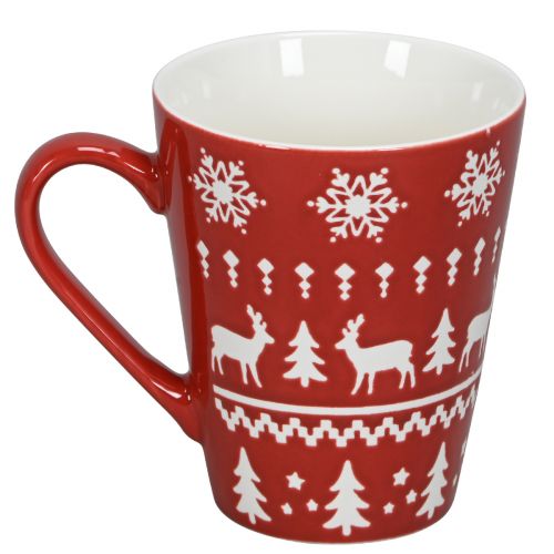 Artikel Feestelijke kerstmok met rendier- en kerstboommotief H10cm - rood en wit 2 stuks