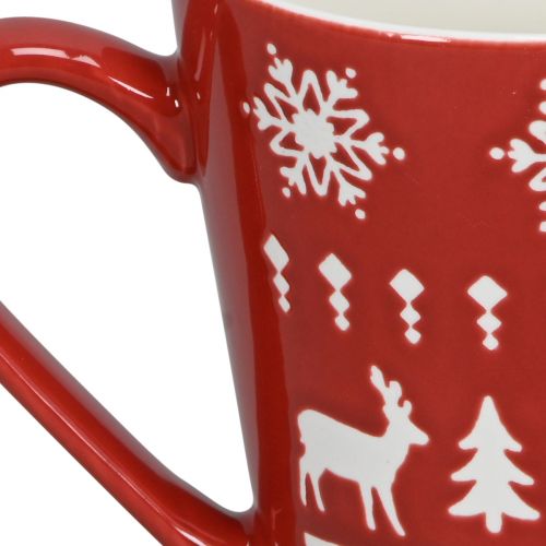 Artikel Feestelijke kerstmok met rendier- en kerstboommotief H10cm - rood en wit 2 stuks