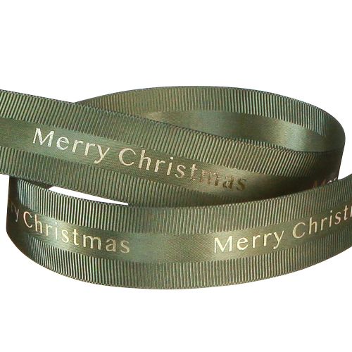 Artikel Feestelijk kerstlint in donkergroen met gouden &#39;Merry Christmas&#39; opschrift, breedte 25 mm, lengte 20 m