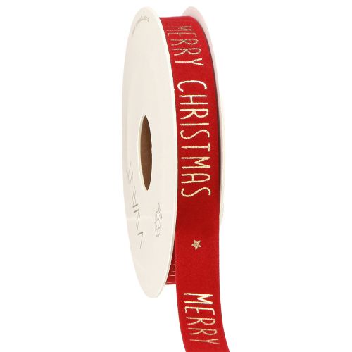 Feestelijk kerstlint in rood met gouden &#39;Merry Christmas&#39; opschrift, breedte 15 mm, lengte 5 meter