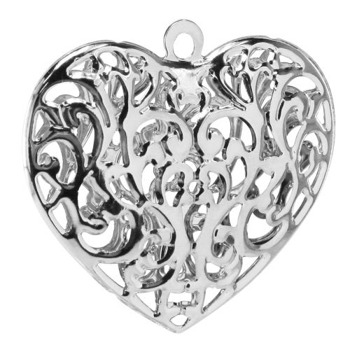 Artikel Filigraan hart om op te hangen metalen hart zilver 5,5×5cm 20 st