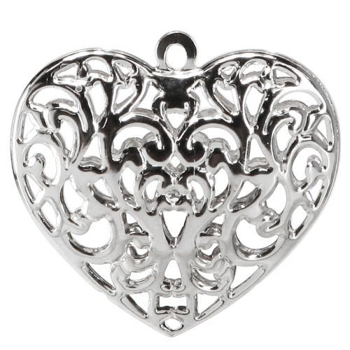Artikel Filigraan hart om op te hangen metalen hart zilver 5,5×5cm 20 st