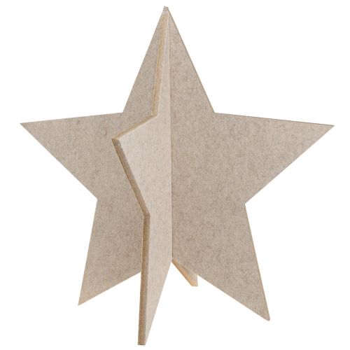 Artikel Vilten decoratieve ster om kerstdecoratie neer te zetten vilt beige H62cm