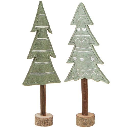 Floristik24 Vilten decoratie kerstbomen tafeldecoratie Kerstmis groen 25cm 4 st