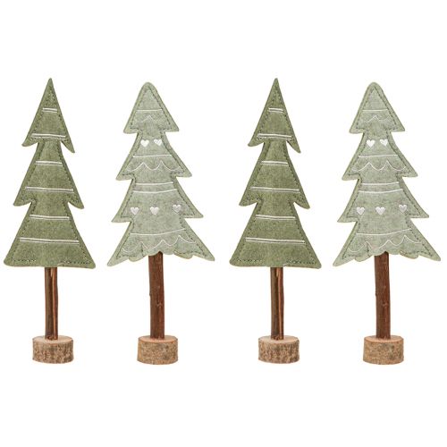 Floristik24 Vilten decoratie kerstbomen tafeldecoratie Kerstmis groen 25cm 4 st