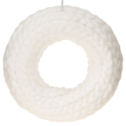 Floristik24 Vilt decoratie wol decoratieve krans in wit om op te hangen Ø25cm